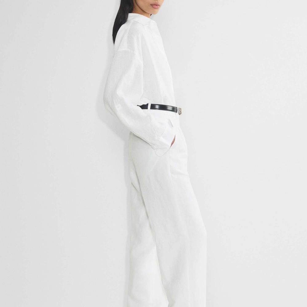 Wilfred White Linen Wide-Leg Pants - 6